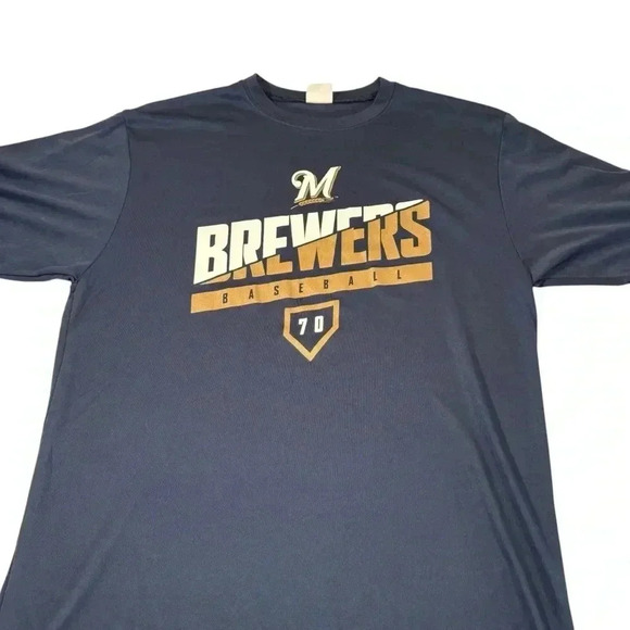 MILWAUKEE BREWERS MEN'S TEE T SHIRT NAVY BLUE MLB Adult M Medium - Picture 2 of 10
